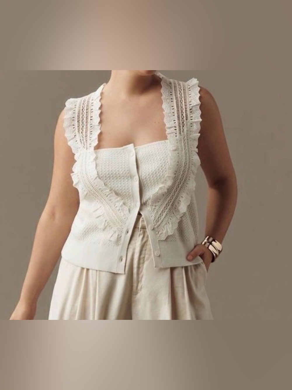 Pilcro Anthropologie Crafted Bib Sweater Tank, NWOT, Size XS - Picture 4 of 5